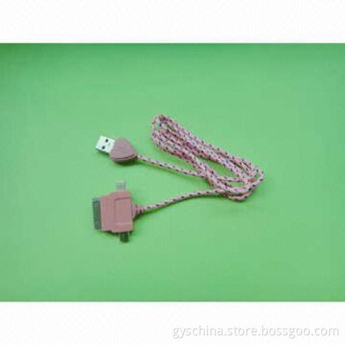 Round Fabric Braided 3-in-1 Data Cables
